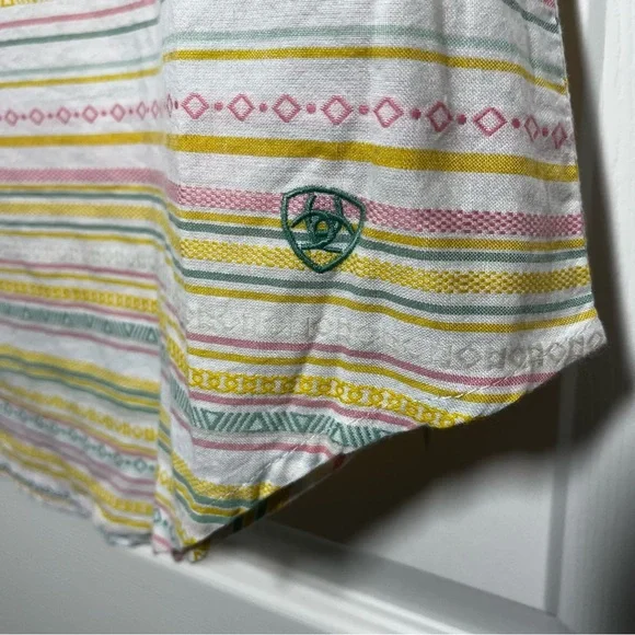 ARIAT Multicolor Striped Sleeveless Button-Down Shirt Size XL - Picture 3 of 12